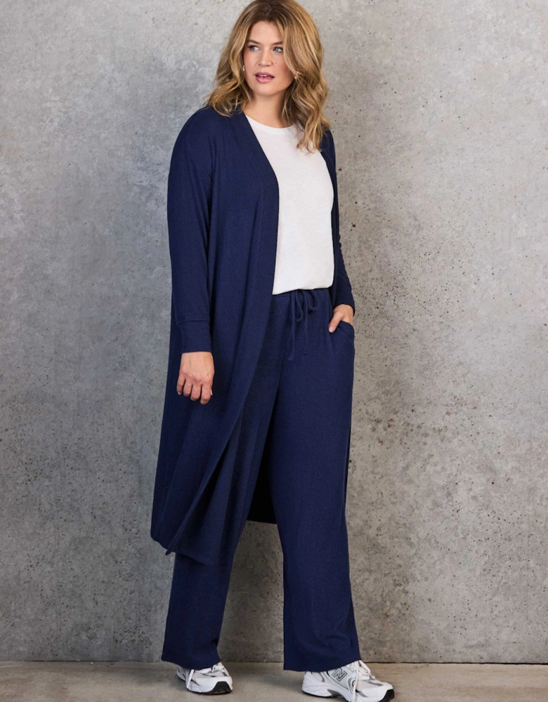 Navy Ribbed Supersoft Longline Cardigan