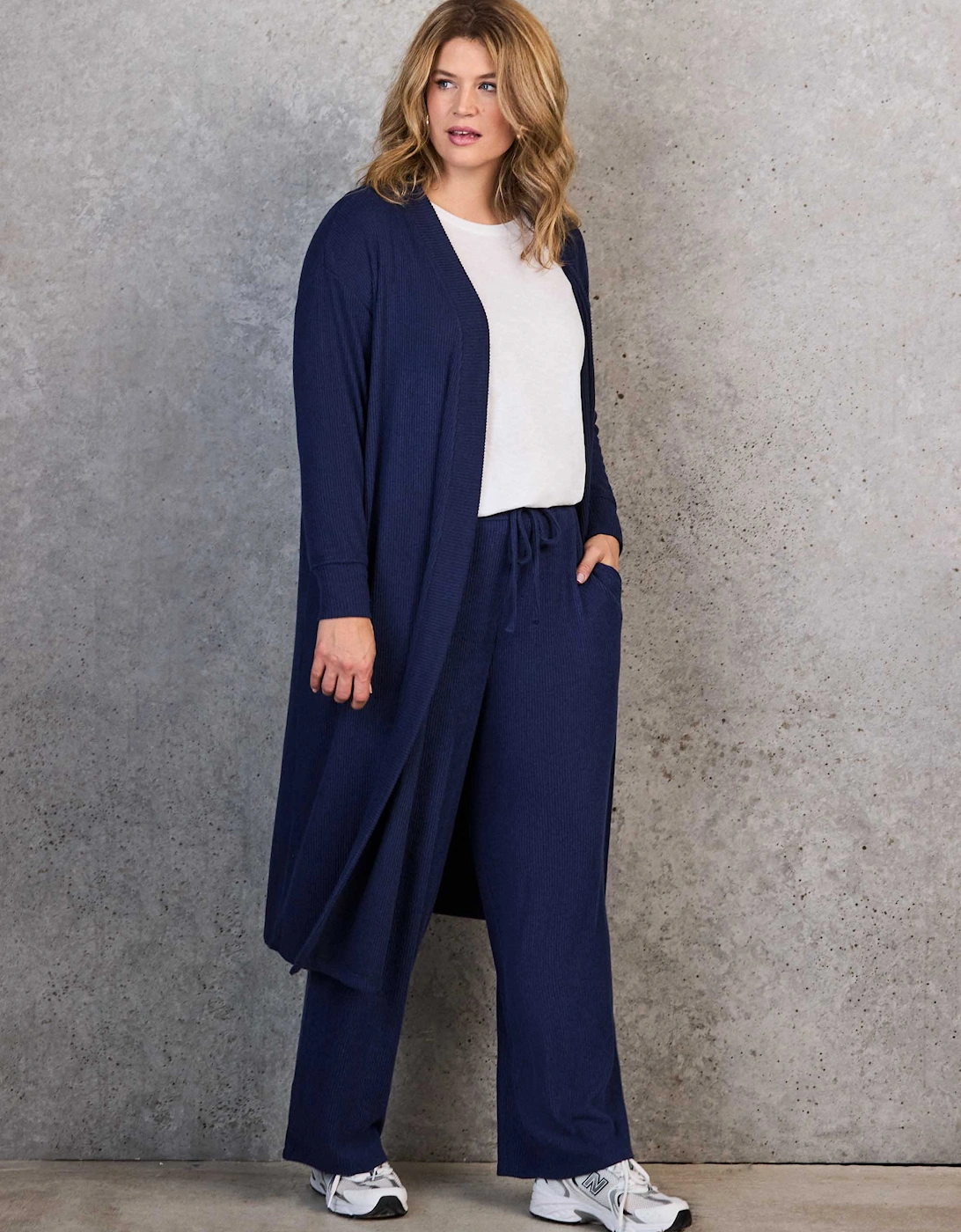 Navy Ribbed Supersoft Longline Cardigan