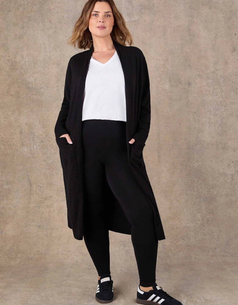 Black Longline Knitted Cardigan