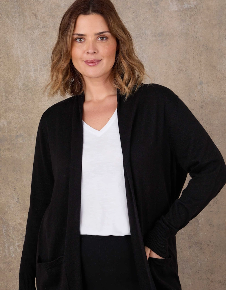 Black Longline Knitted Cardigan