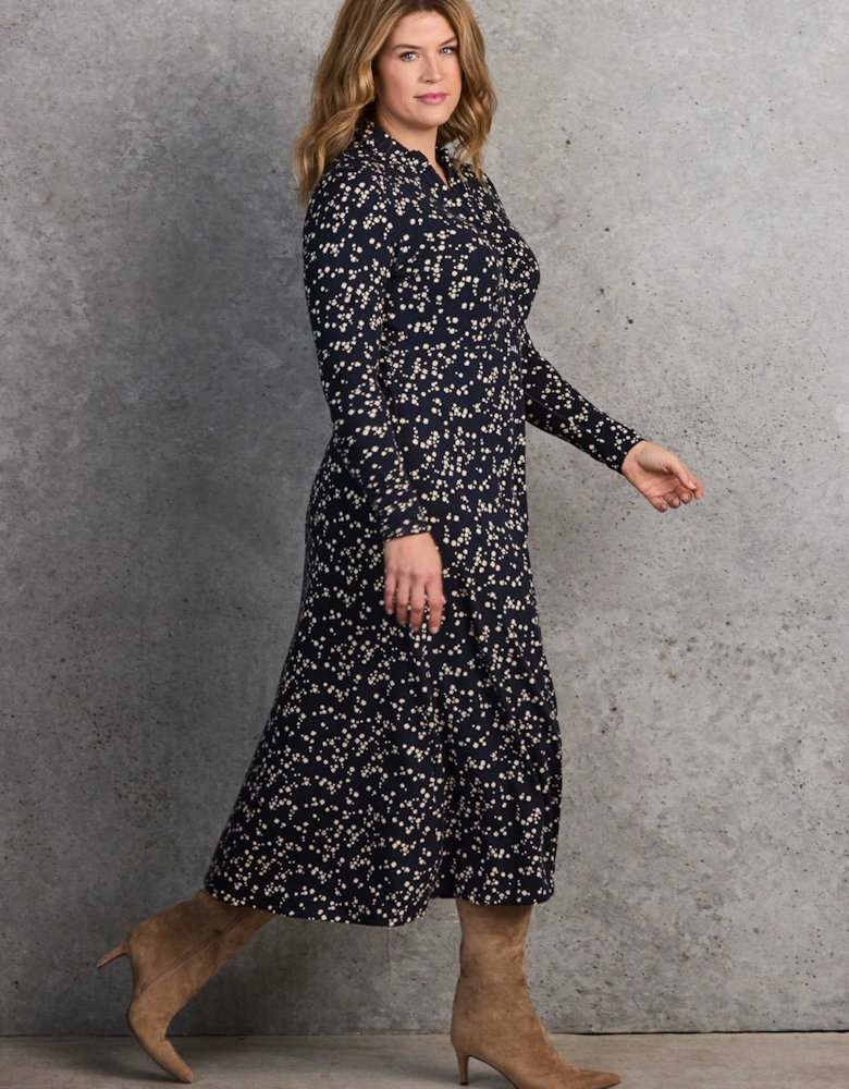 Petite Navy Ditsy Print Shirt Dress