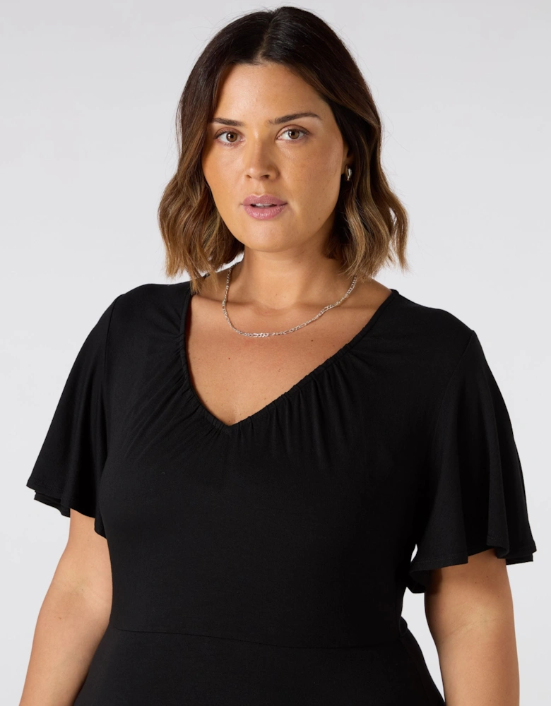 Black Jersey V Neck Maxi Dress