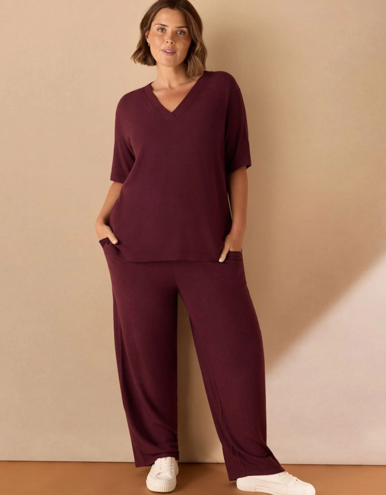 Burgundy V Neck Supersoft T-Shirt