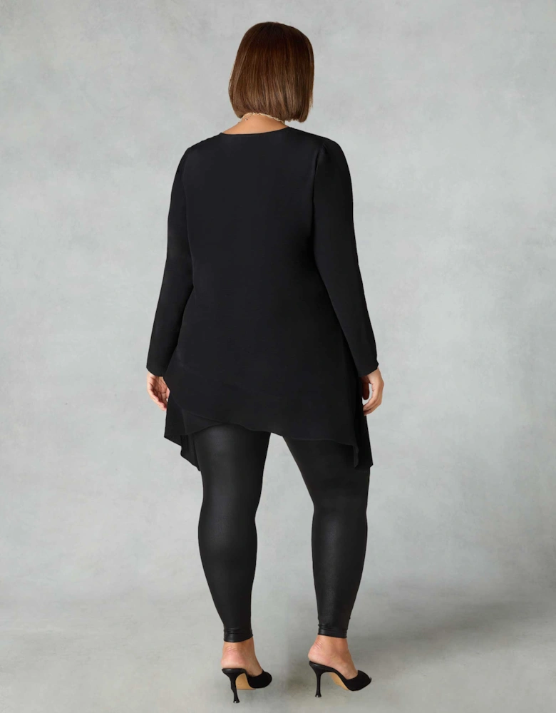 Black Ladder Trim High Low Tunic