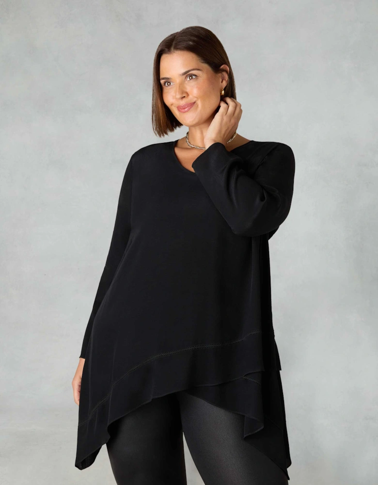 Black Ladder Trim High Low Tunic