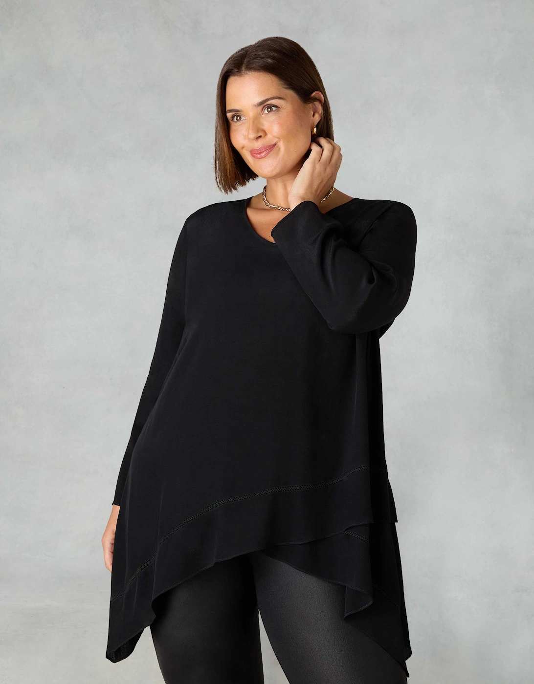 Black Ladder Trim High Low Tunic