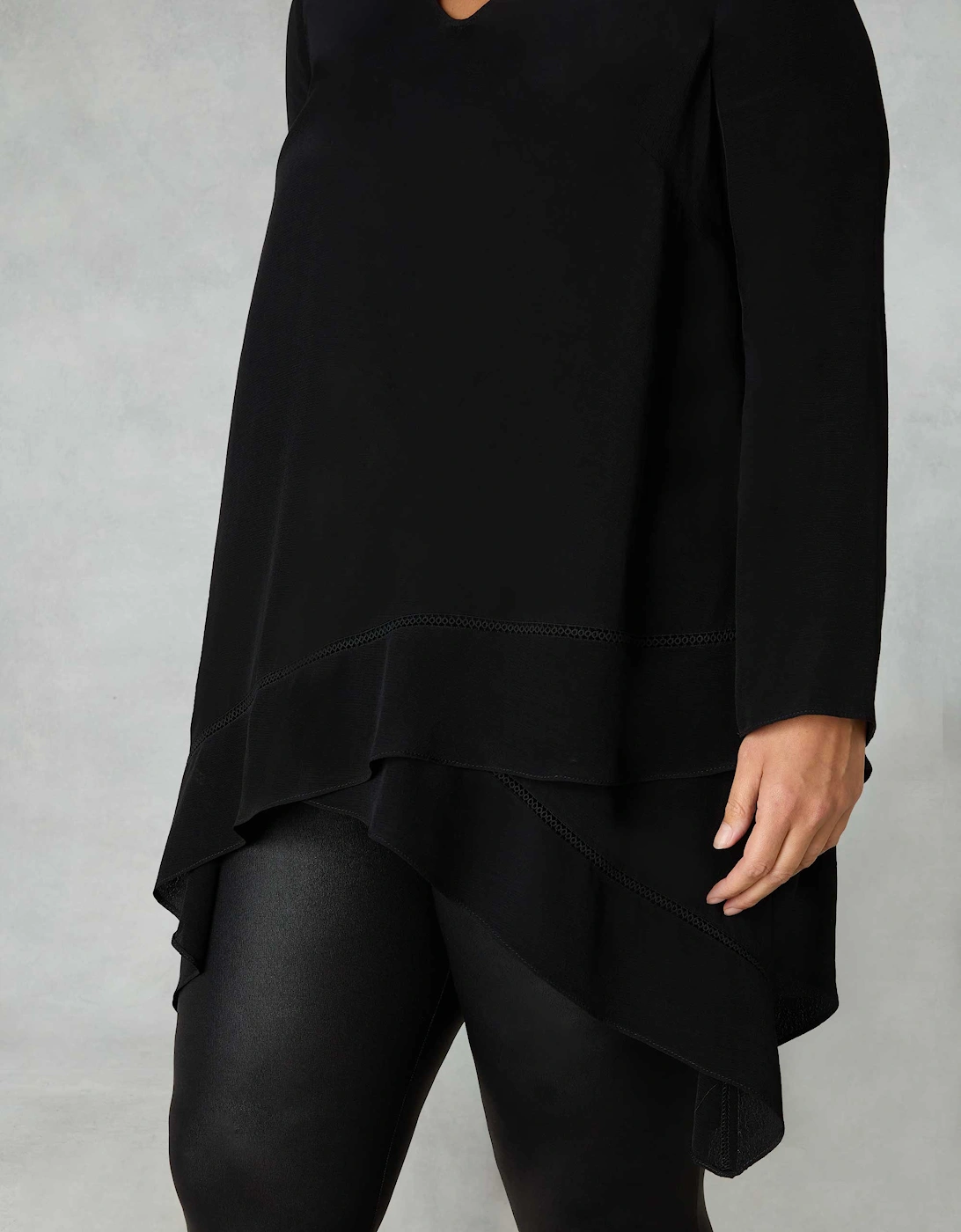 Black Ladder Trim High Low Tunic