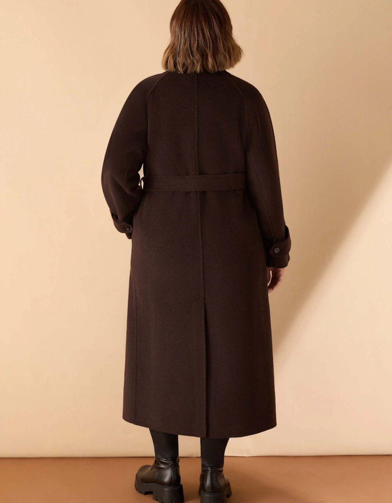 Chocolate Brown Wool Blend Belted Coat