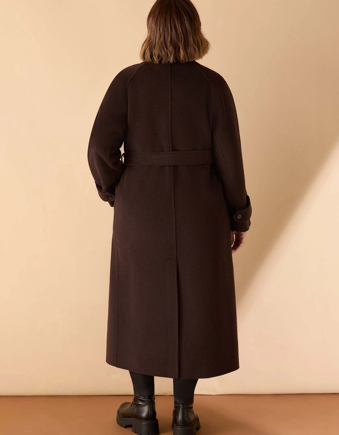 Chocolate Brown Wool Blend Belted Coat