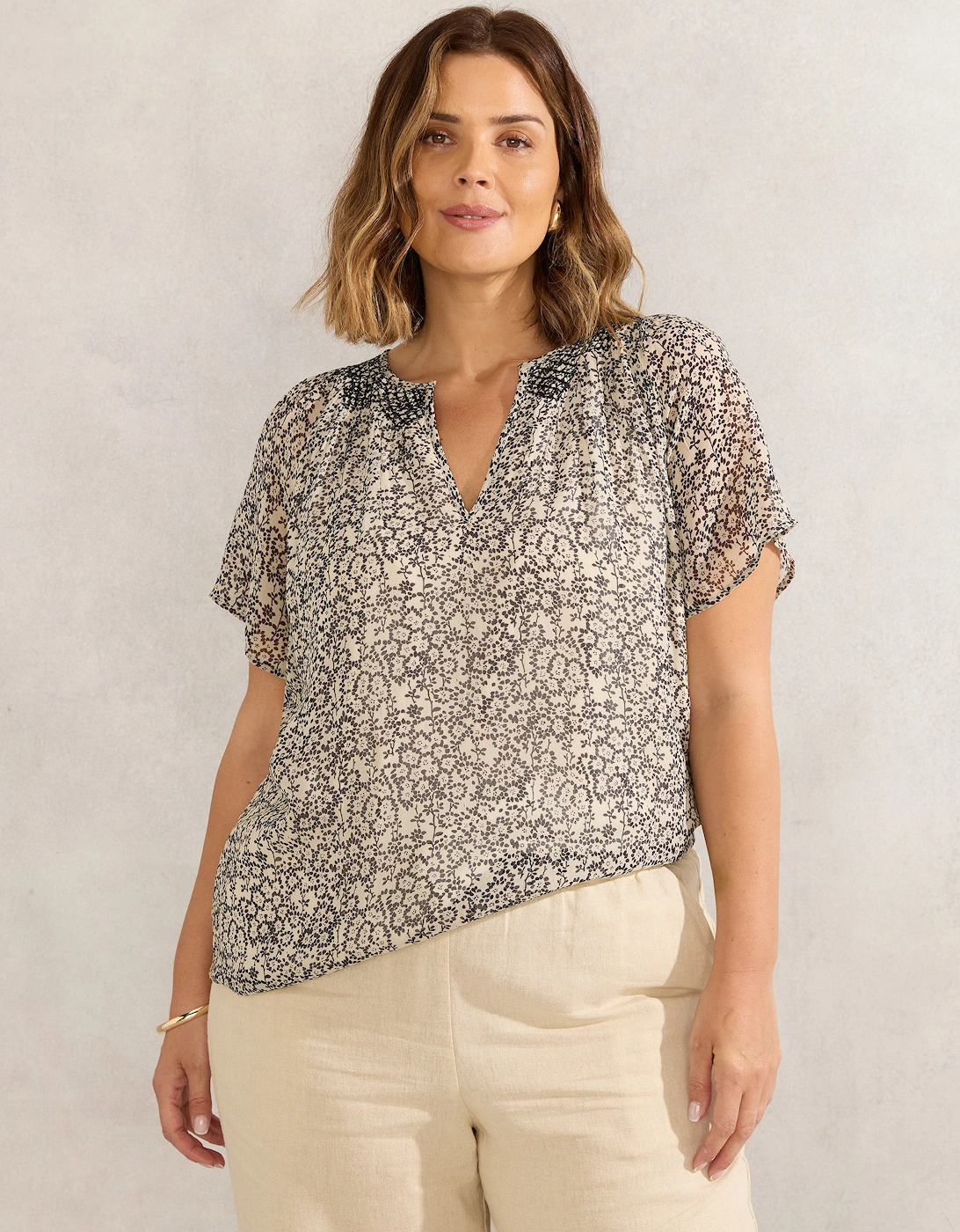 Stone Ditsy Smocked Blouse, 5 of 4