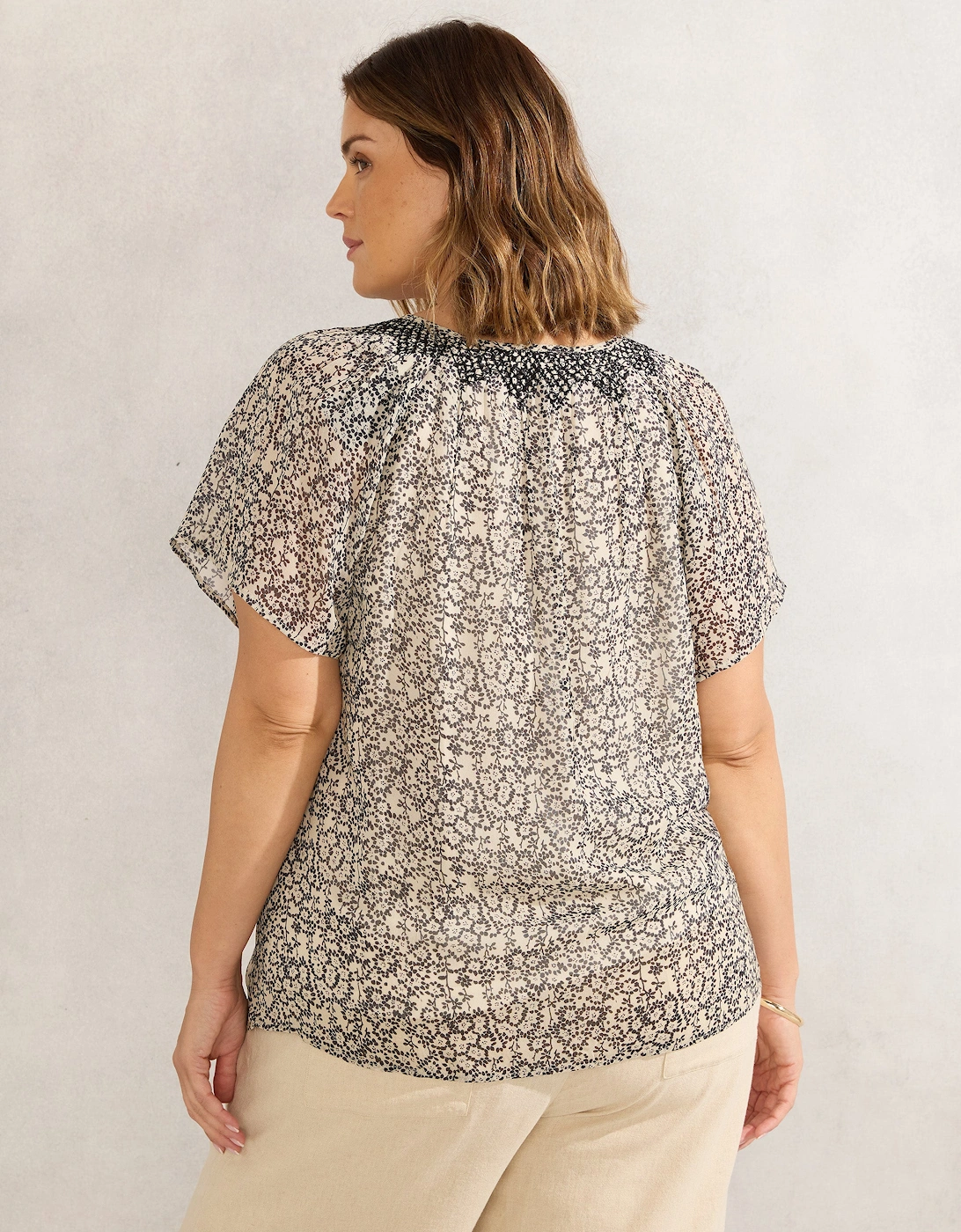 Stone Ditsy Smocked Blouse