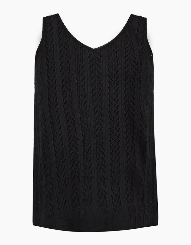 Black Crochet Knit Vest Top