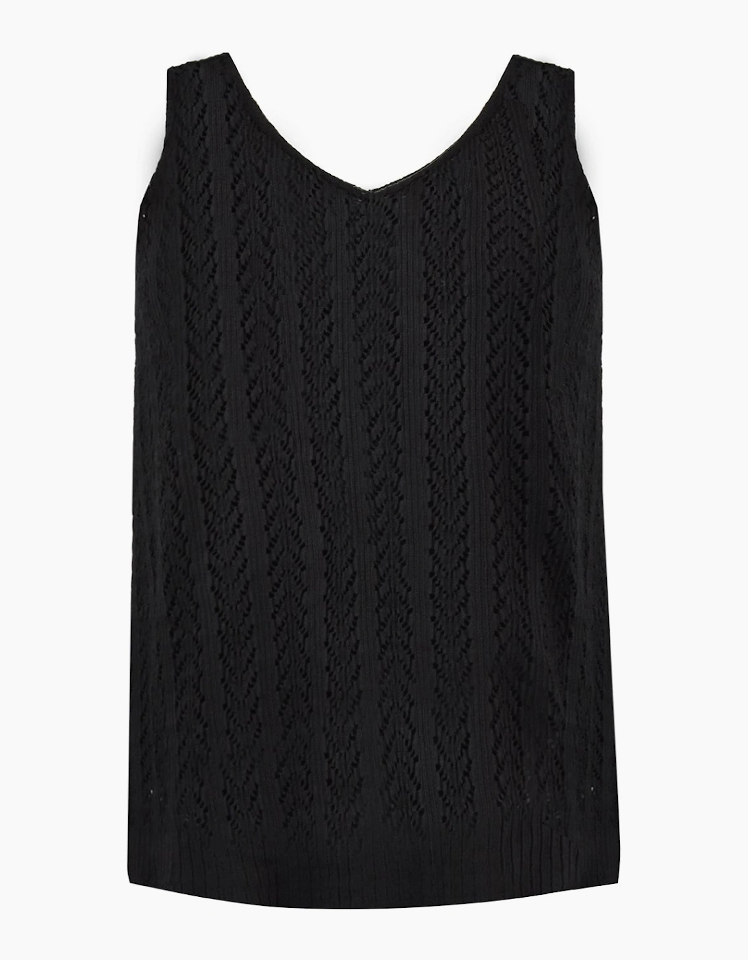 Black Crochet Knit Vest Top