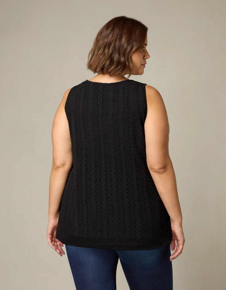 Black Crochet Knit Vest Top