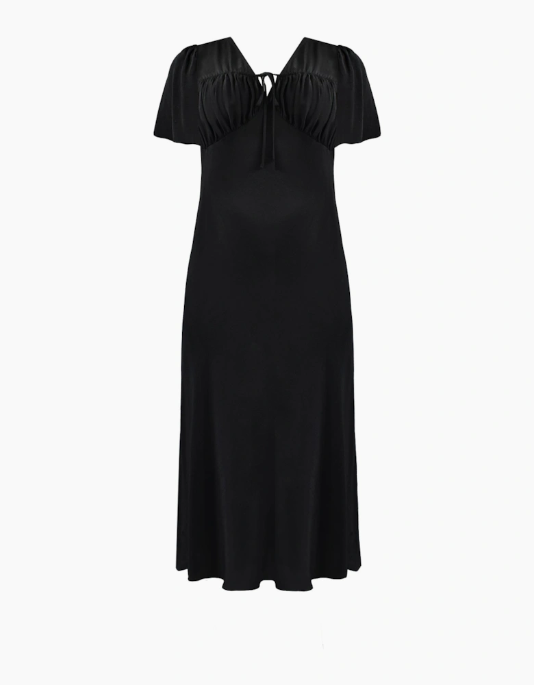 Black Ruched Front Maxi Dress
