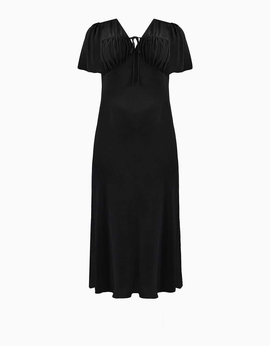 Black Ruched Front Maxi Dress