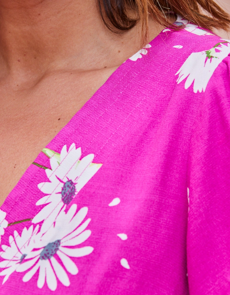 Raspberry Flutter Sleeve Dress