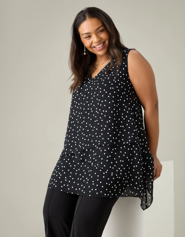Mono Spot Print Layered Tunic