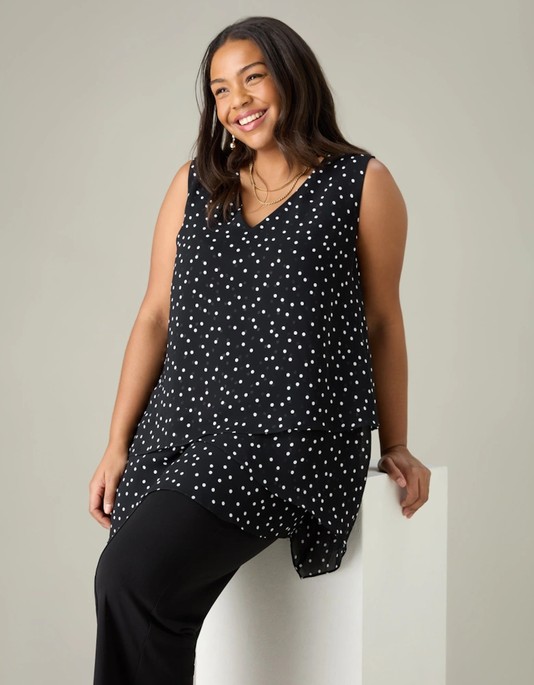 Mono Spot Print Layered Tunic