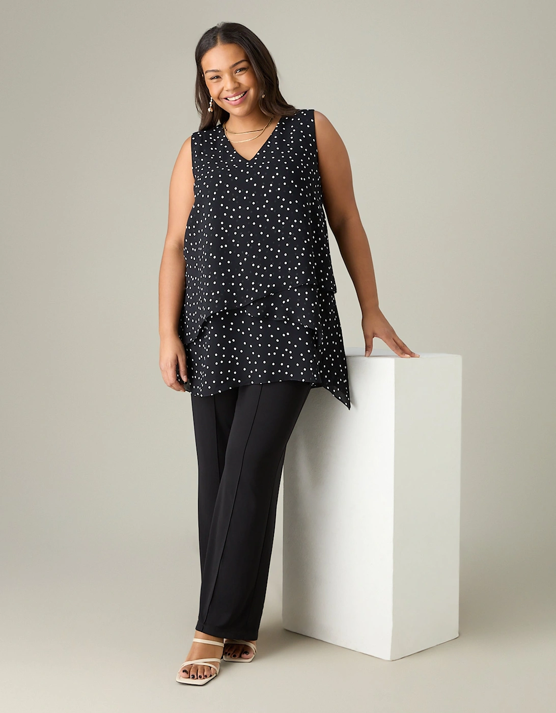 Mono Spot Print Layered Tunic