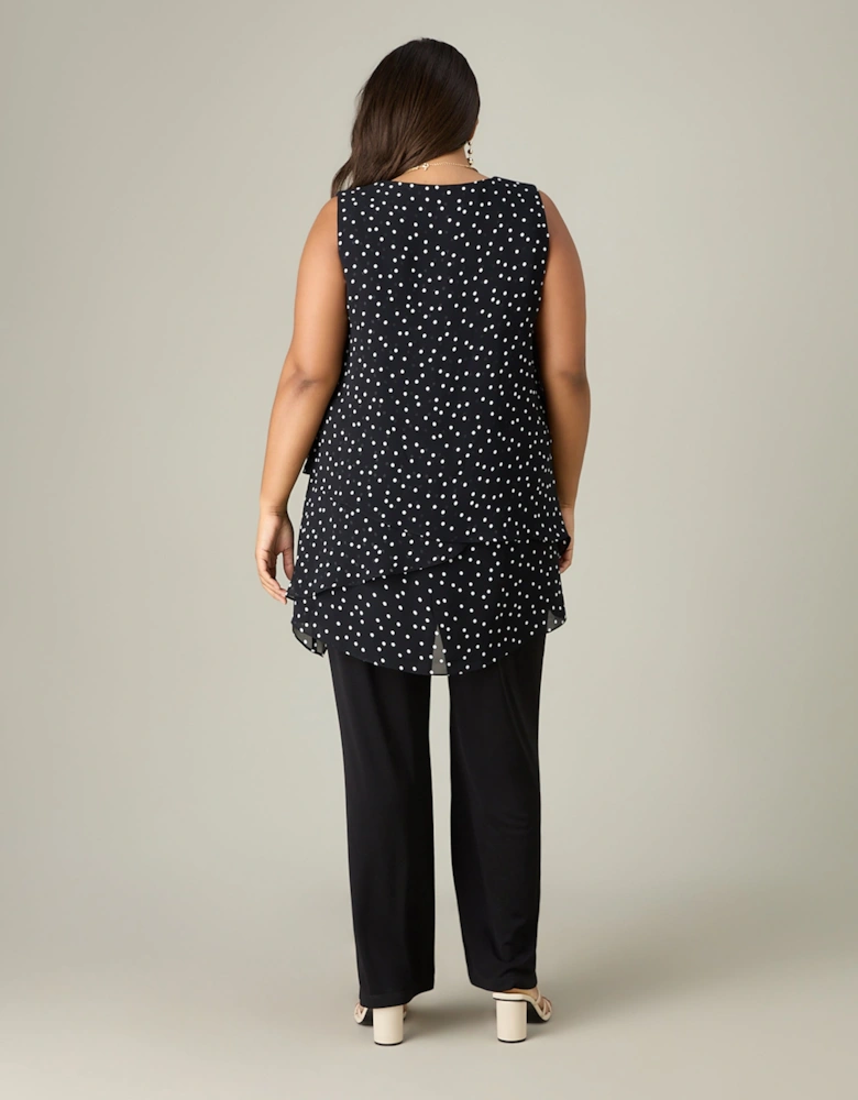 Mono Spot Print Layered Tunic