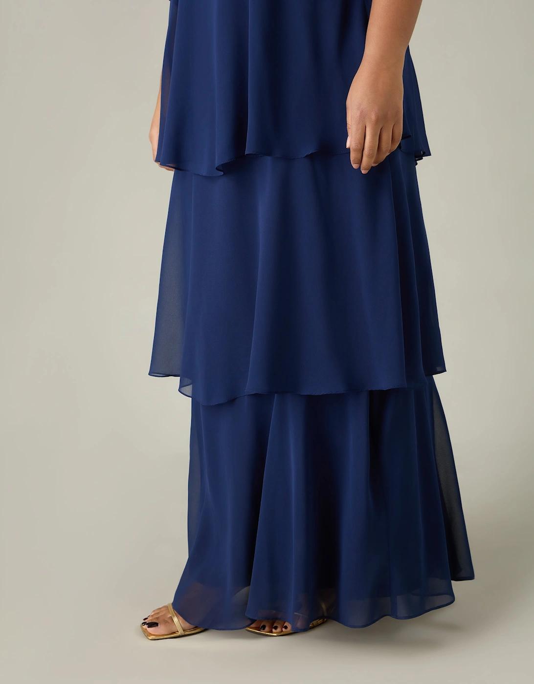 Navy Ruffle Tiered Maxi Dress