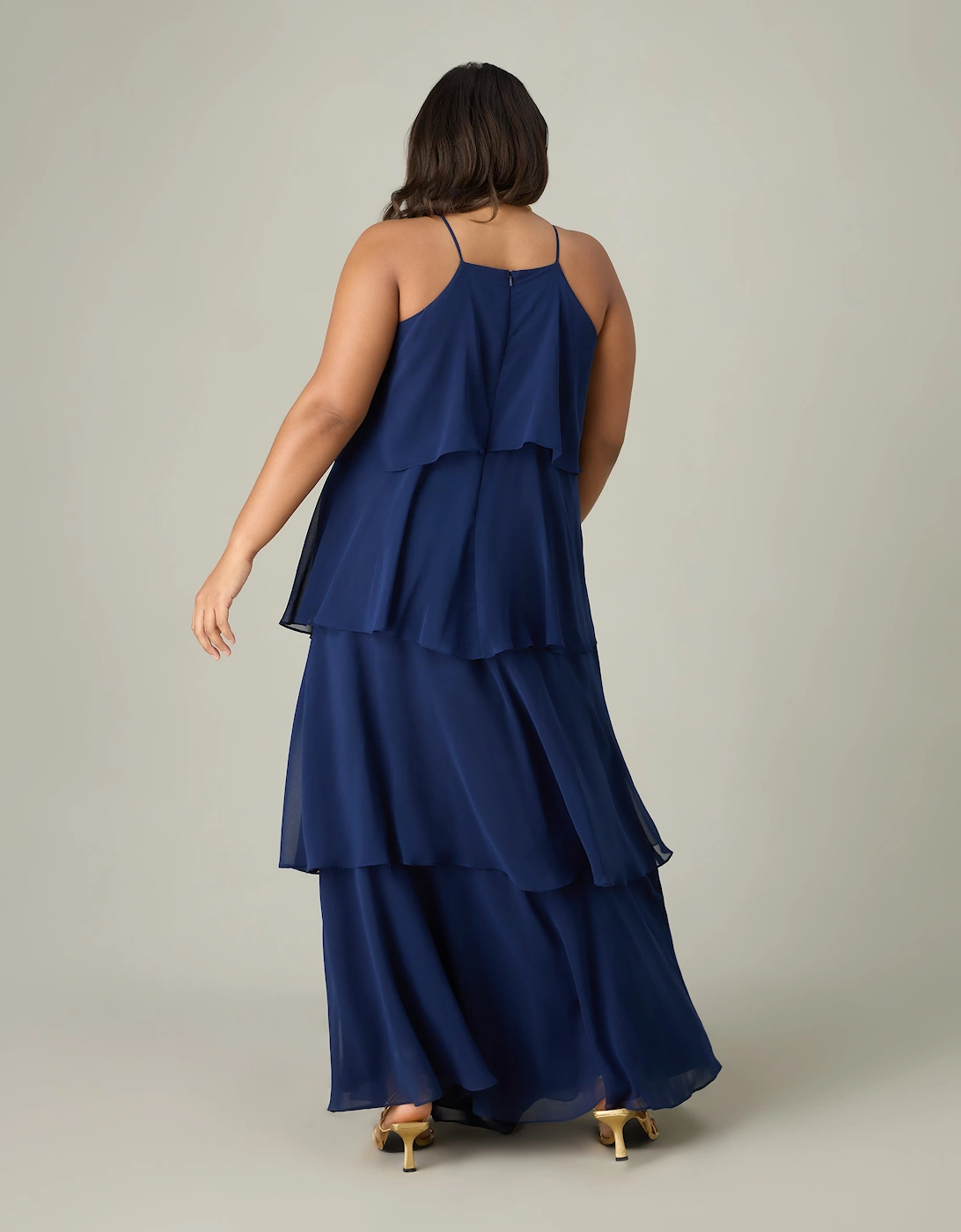 Navy Ruffle Tiered Maxi Dress