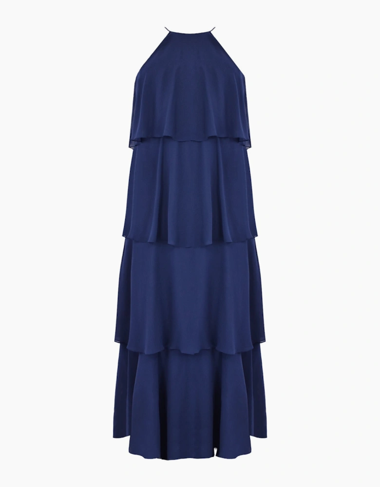 Navy Ruffle Tiered Maxi Dress