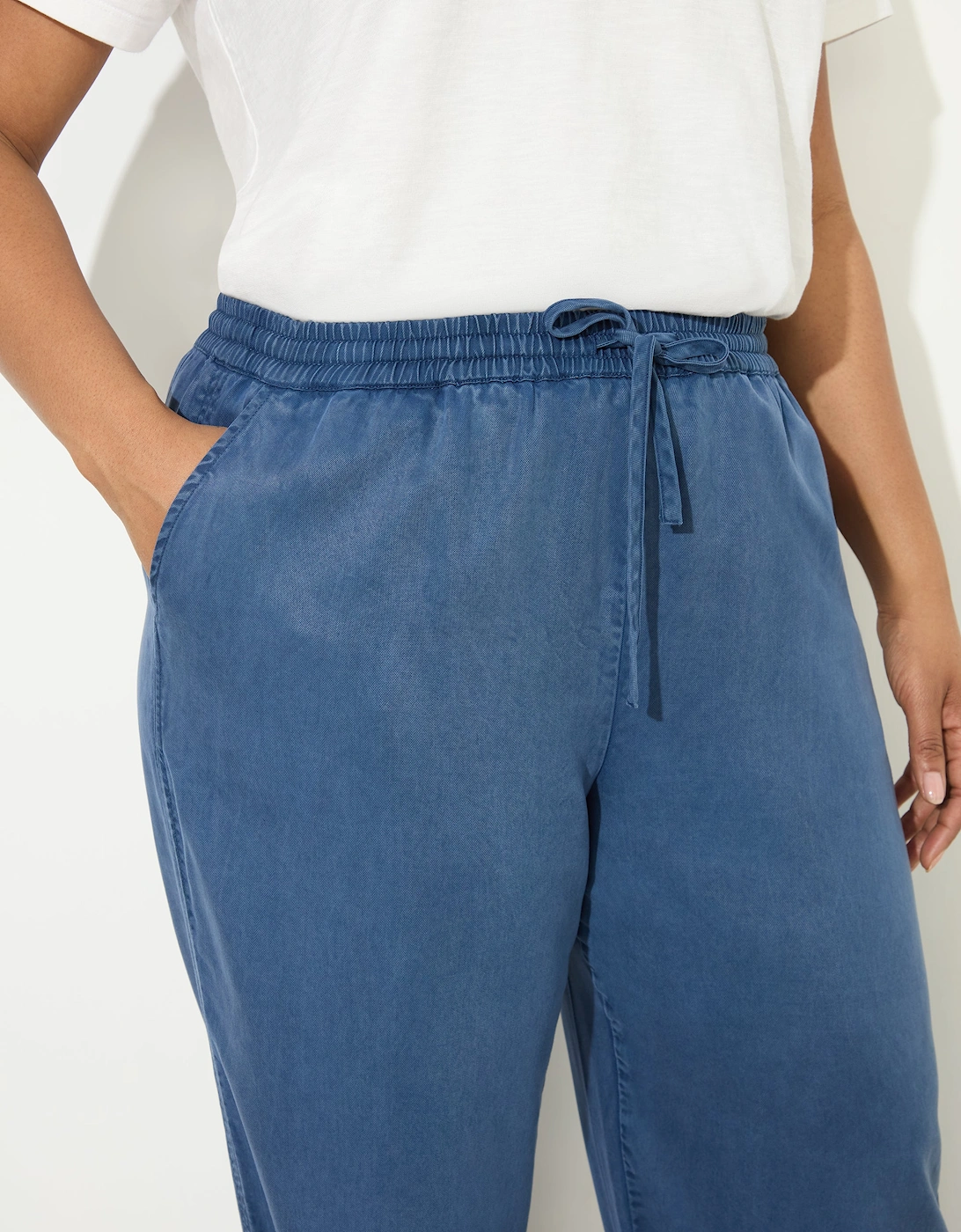 Blue Drawstring Wide Leg Trouser