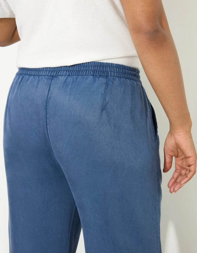 Blue Drawstring Wide Leg Trouser