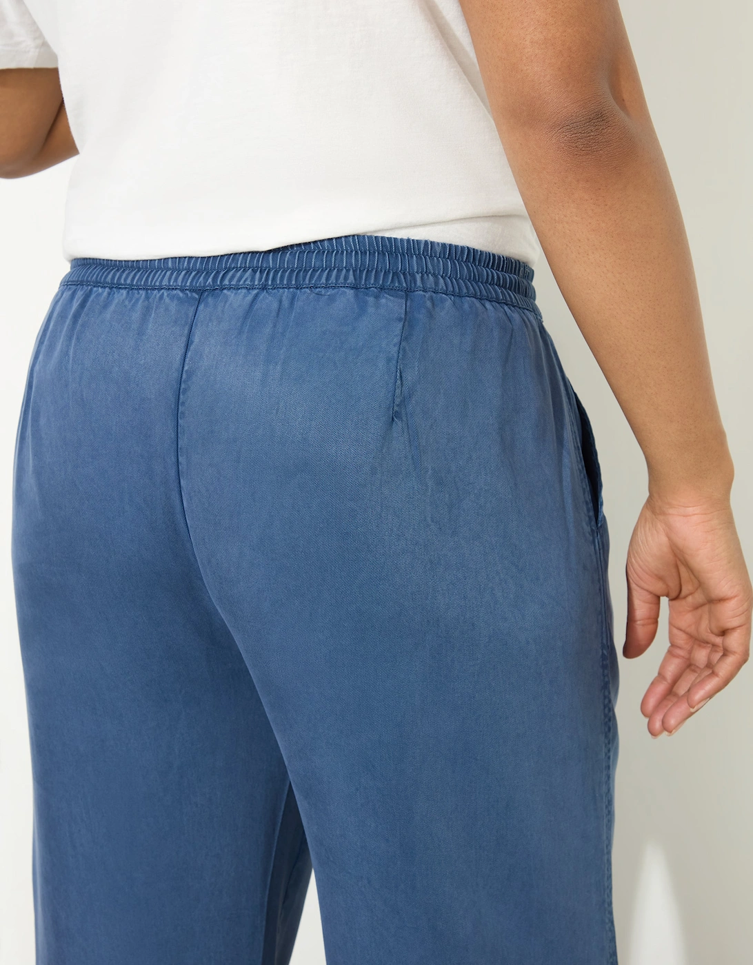 Blue Drawstring Wide Leg Trouser