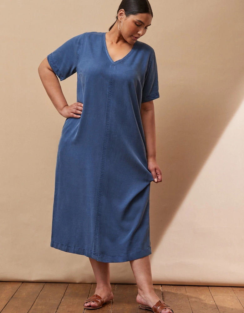 Soft Touch Denim-Style Midi Dress