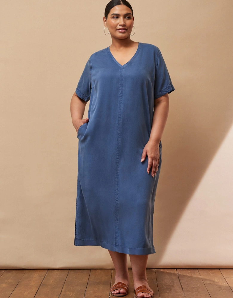 Soft Touch Denim-Style Midi Dress