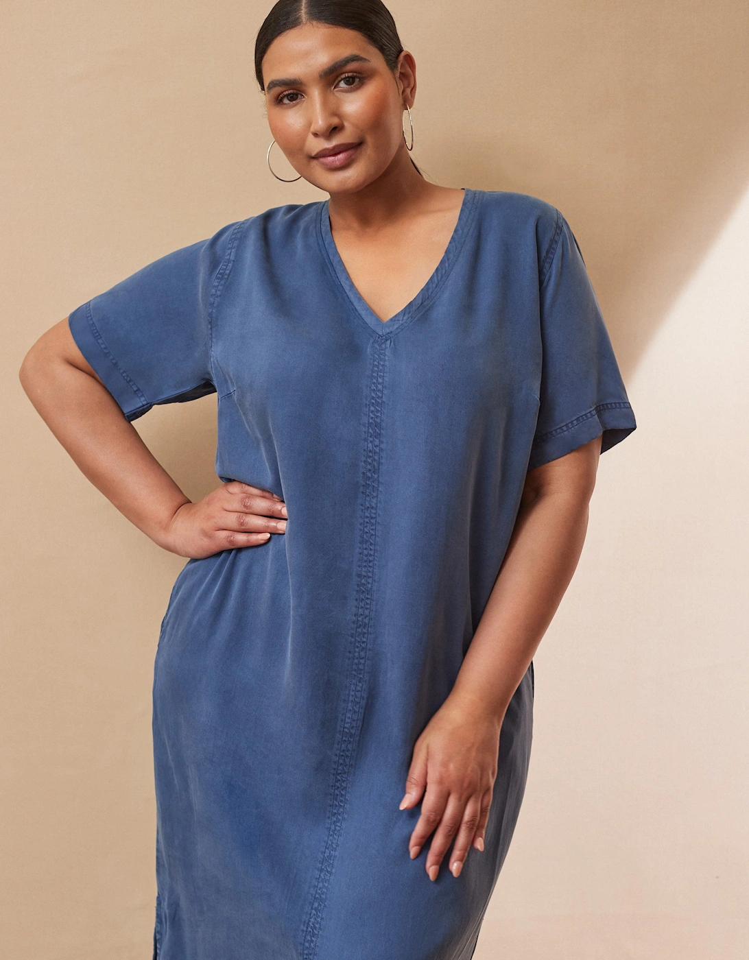 Soft Touch Denim-Style Midi Dress