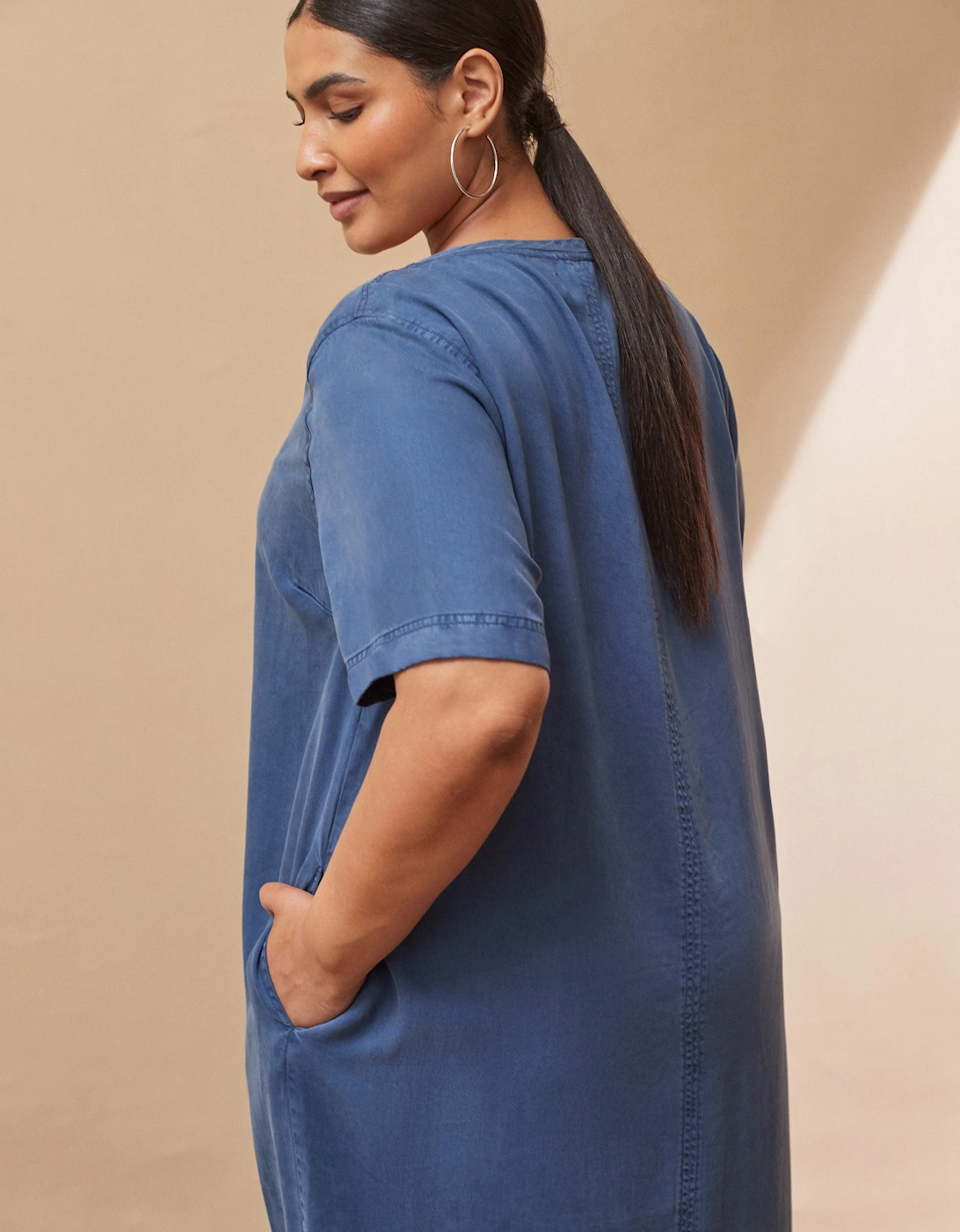 Soft Touch Denim-Style Midi Dress