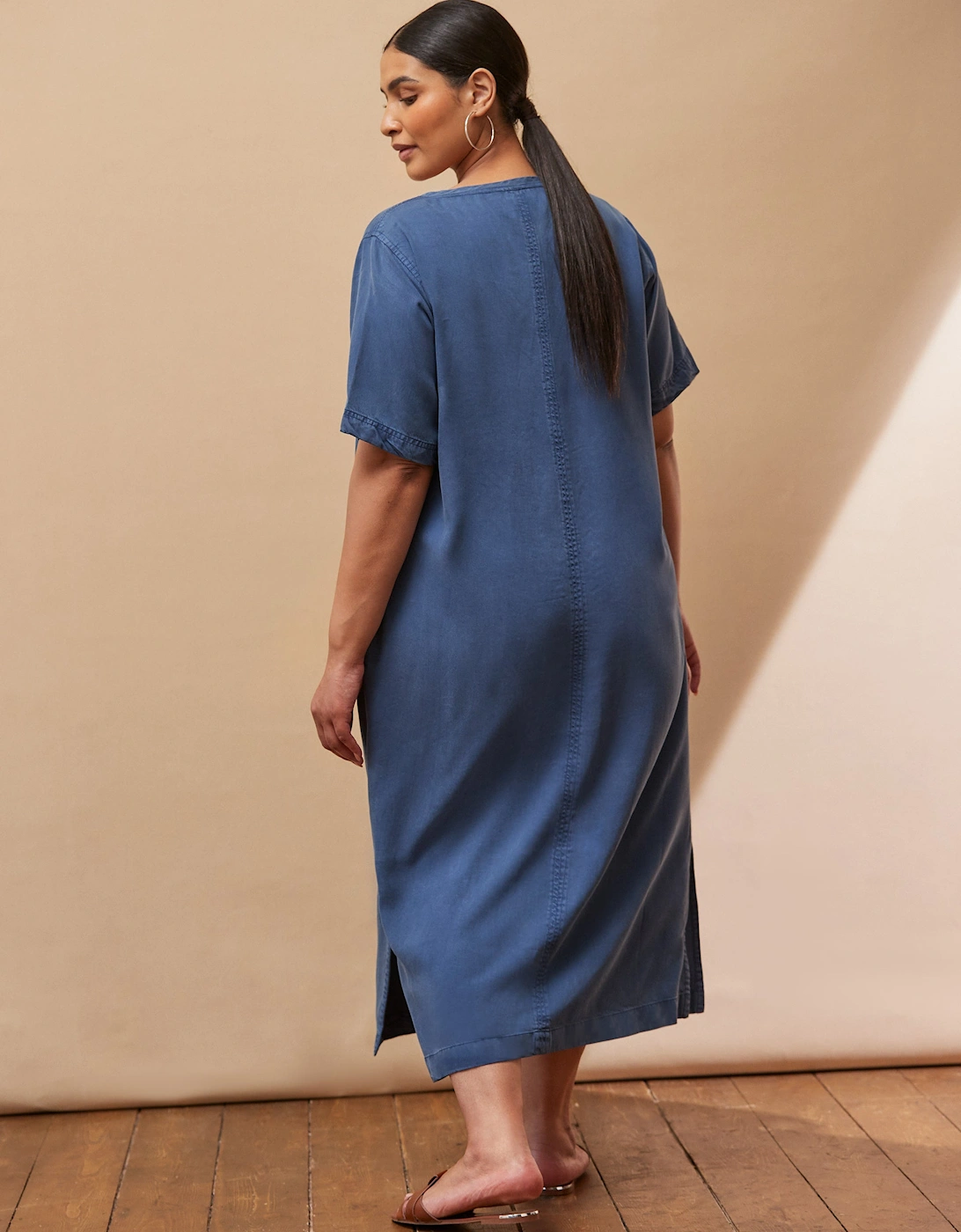 Soft Touch Denim-Style Midi Dress