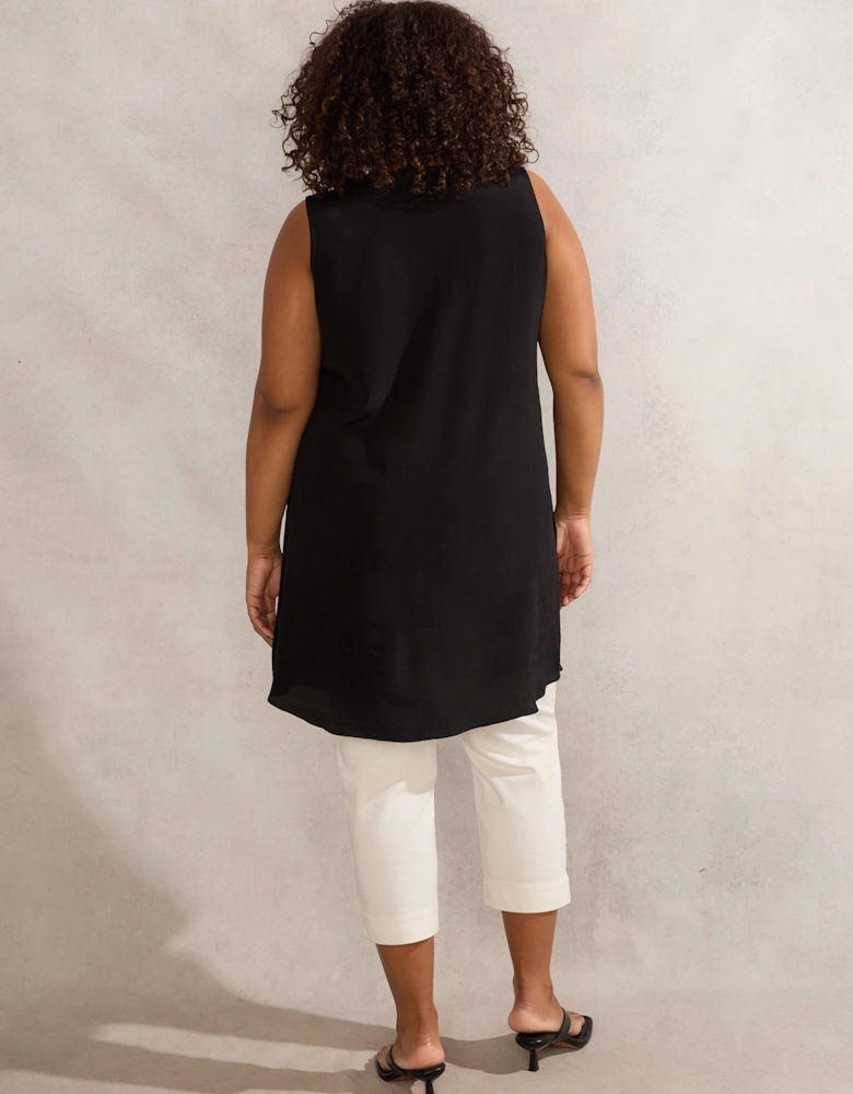 Petite Black Button Front Tunic