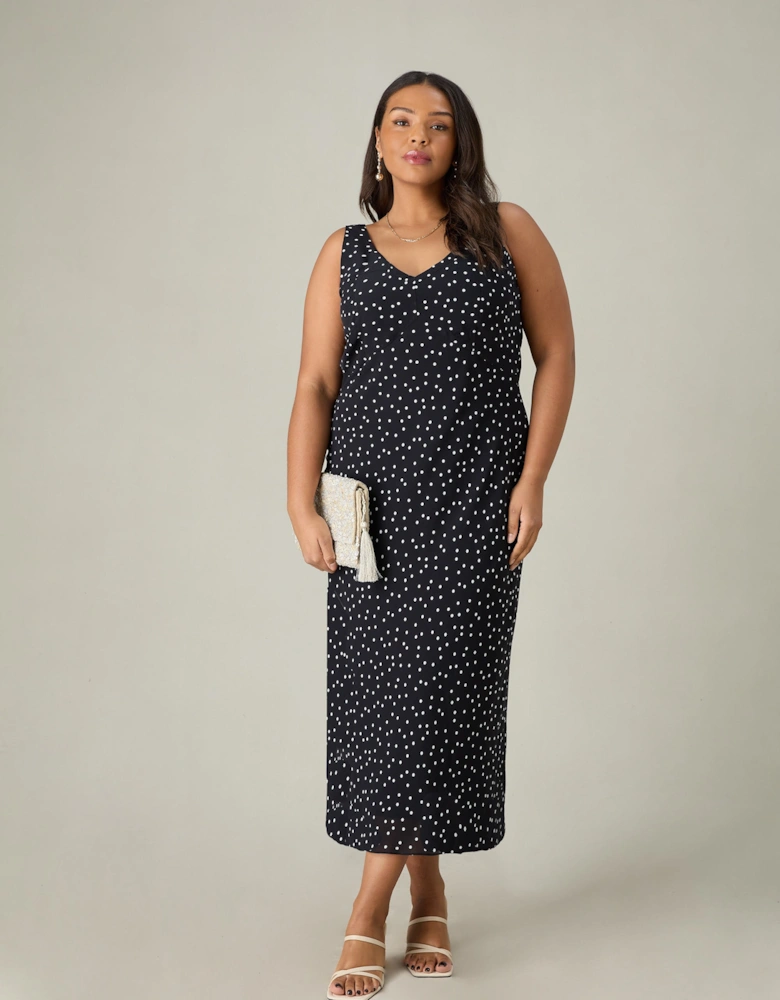 Mono Spot Print Bias Cut Bustier Dress