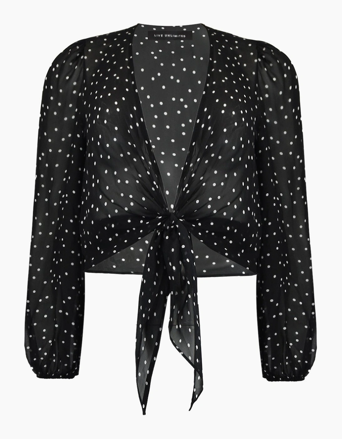 Mono Spot Print Tie Front Cover Up