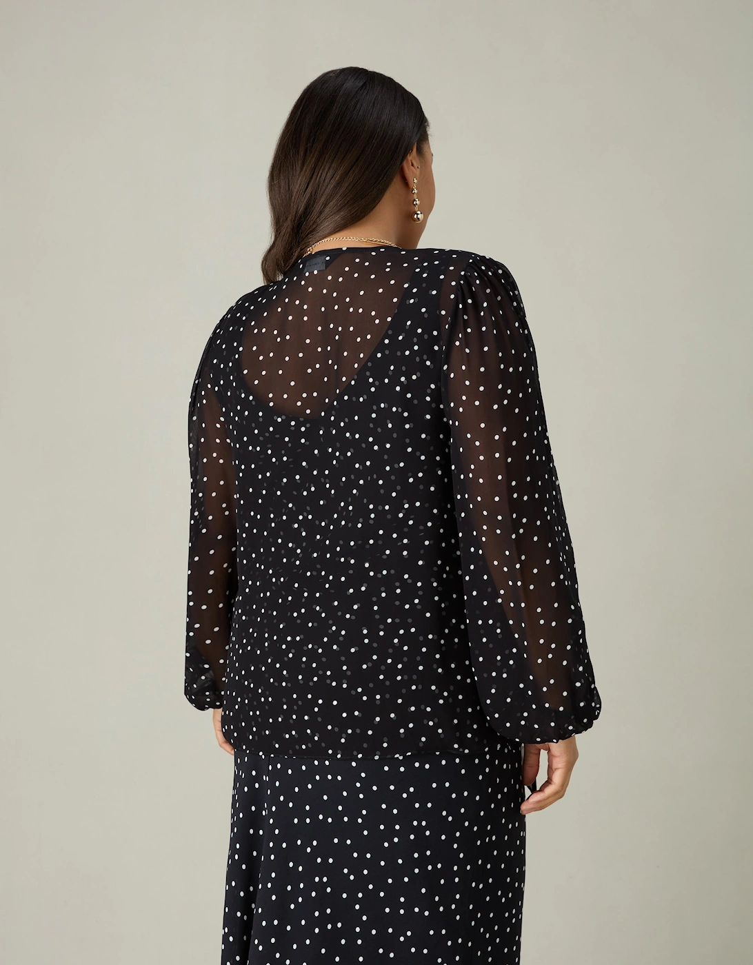 Mono Spot Print Tie Front Cover Up