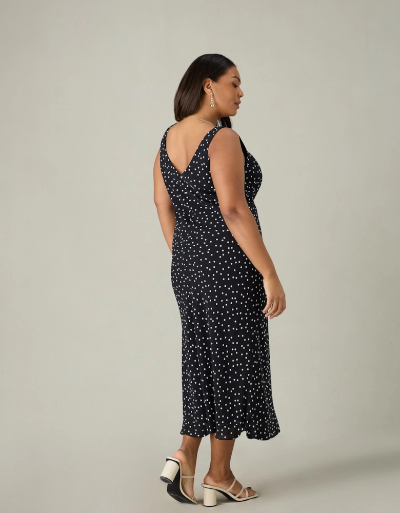 Mono Spot Print Bias Cut Bustier Dress