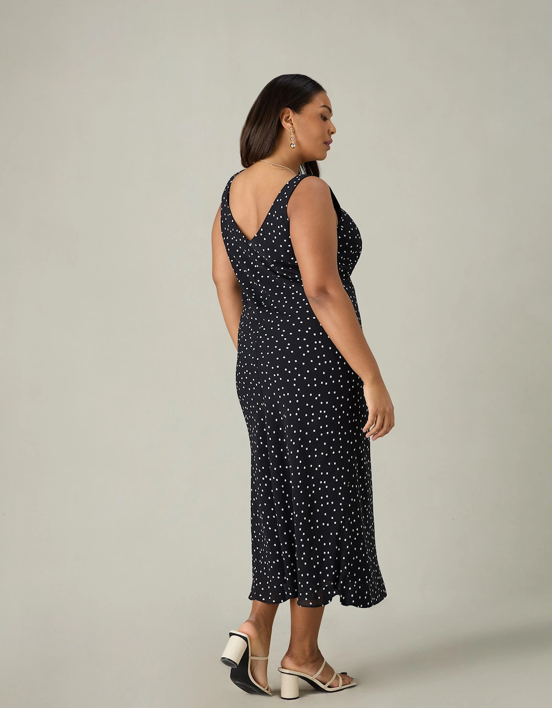 Mono Spot Print Bias Cut Bustier Dress