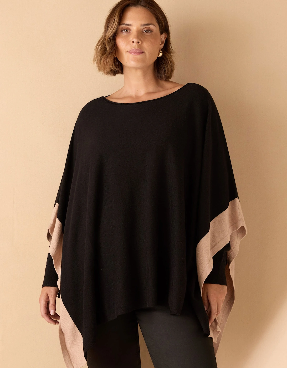 Black & Stone Colour Block Knit Poncho, 10 of 9