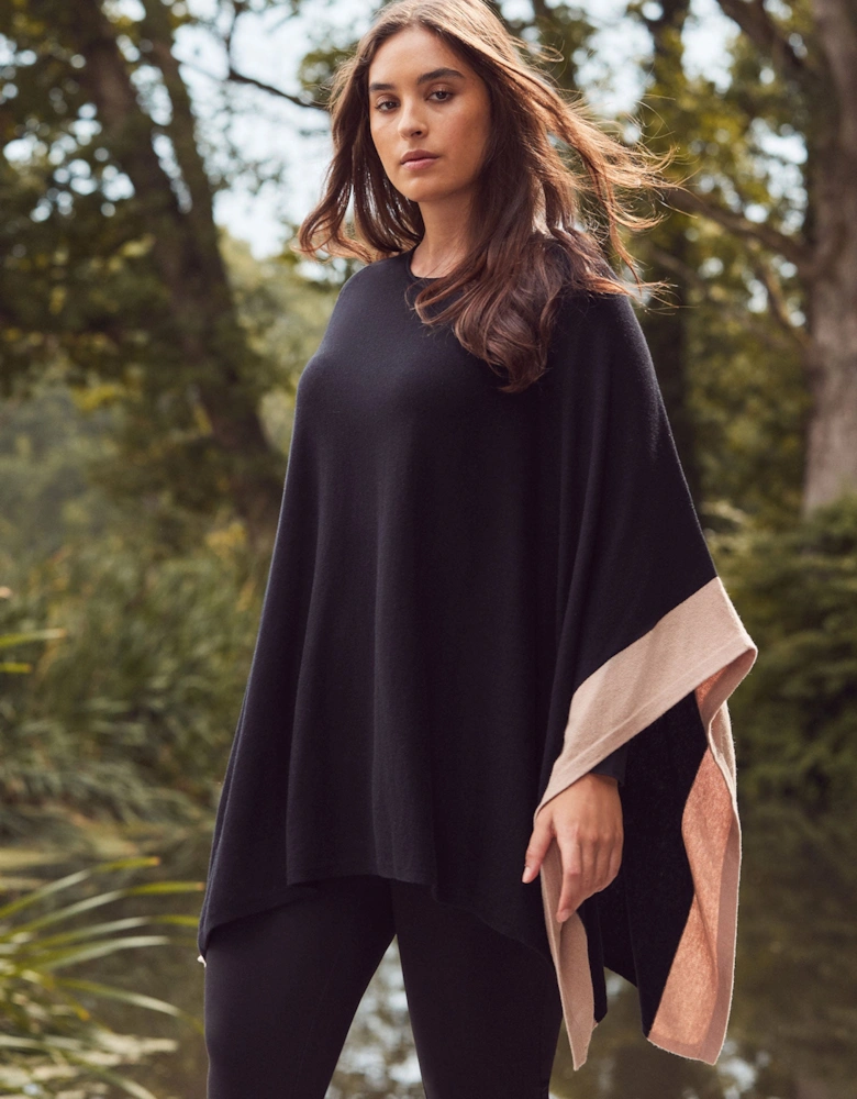 Black & Stone Colour Block Knit Poncho