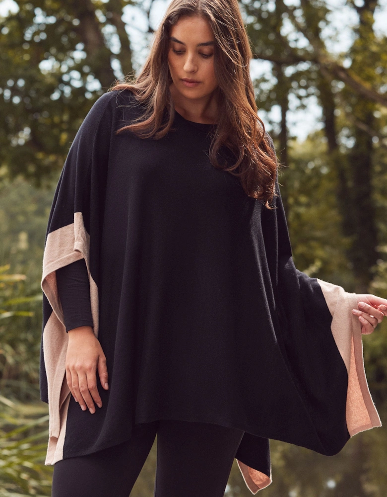 Black & Stone Colour Block Knit Poncho