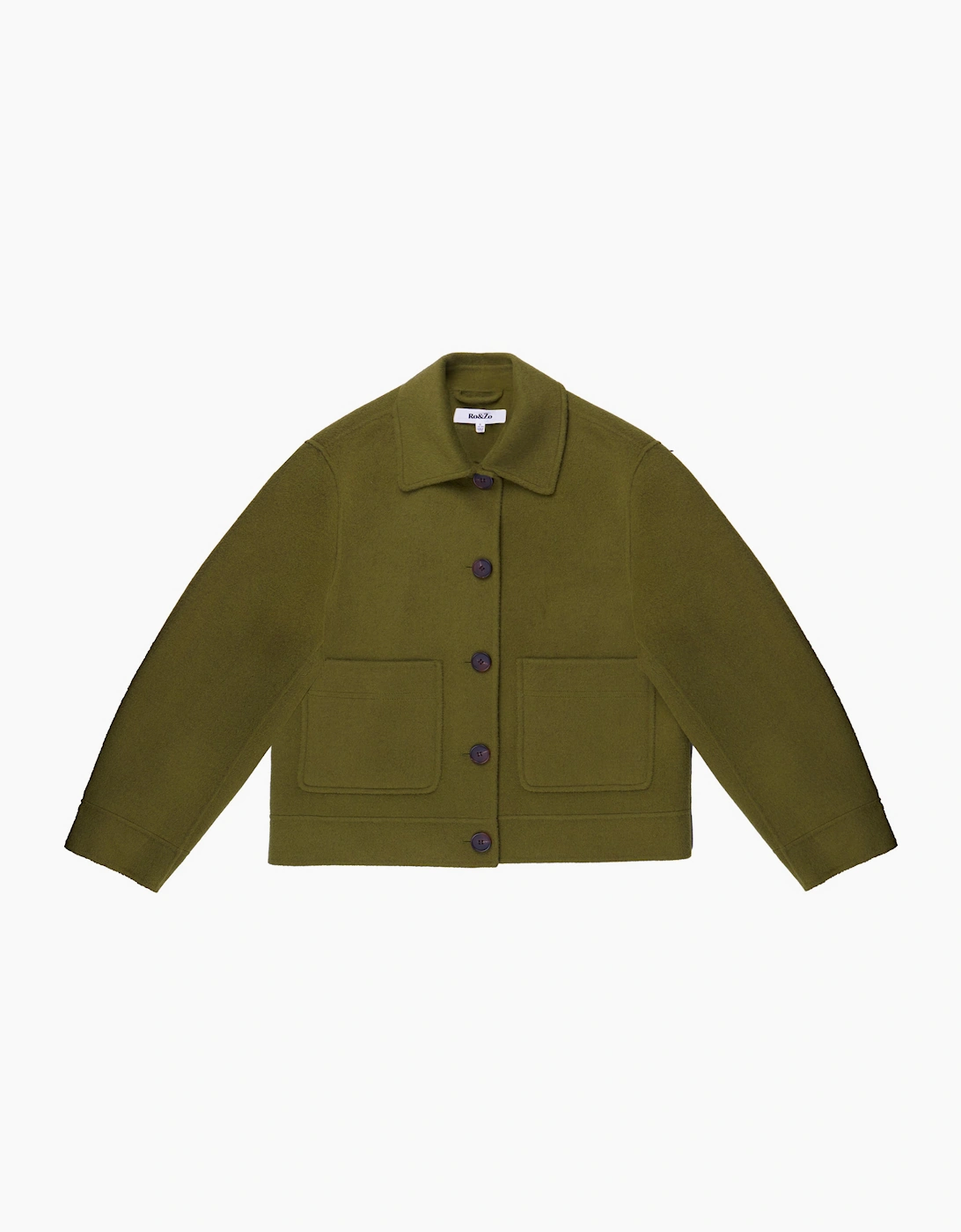 Khaki Double-Faced Boxy Jacket with Wool