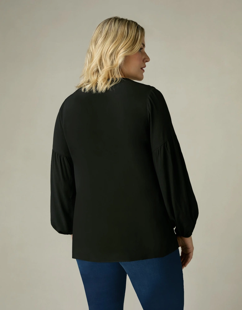 Black Ruched Front Blouse