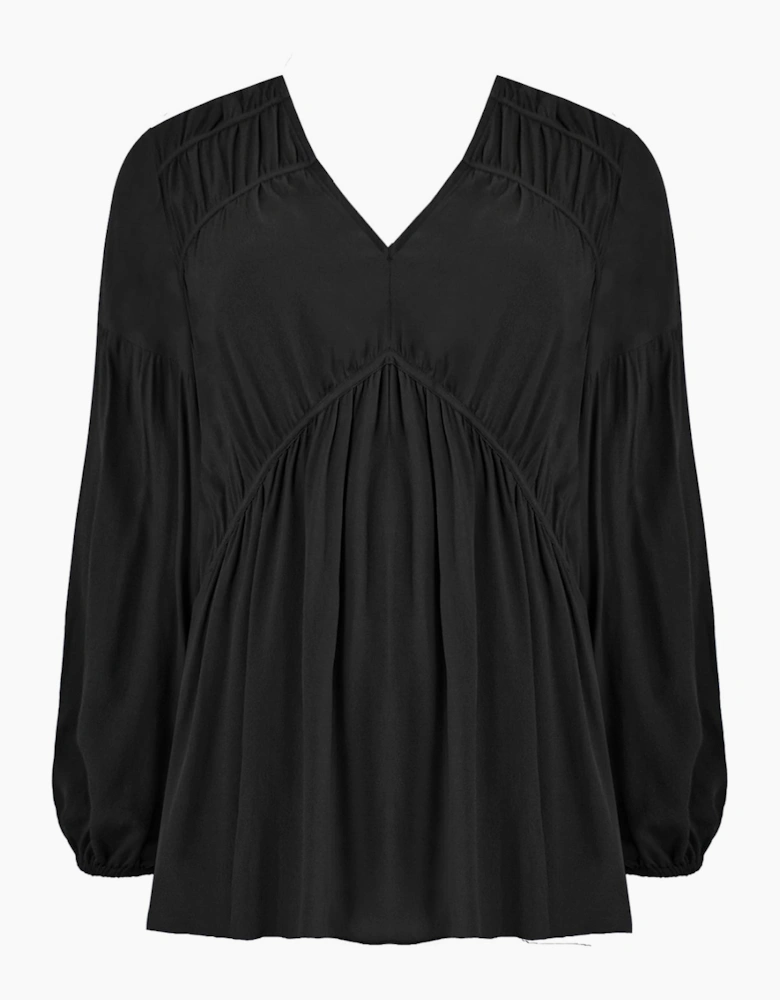 Black Ruched Front Blouse
