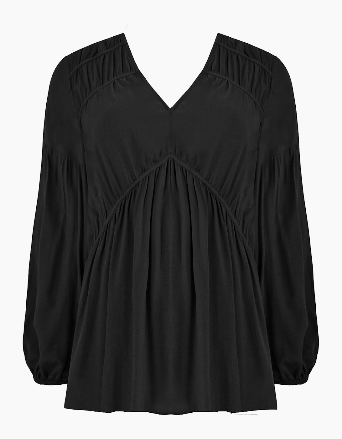 Black Ruched Front Blouse