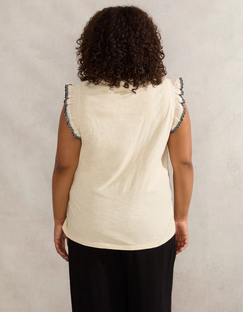 Ivory Cotton Slub Pintuck Top